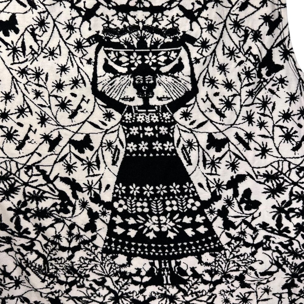 Plenty By Tracy Reese Sleeveless Top Black White Skeleton Tribal Woman M - Picture 2 of 8